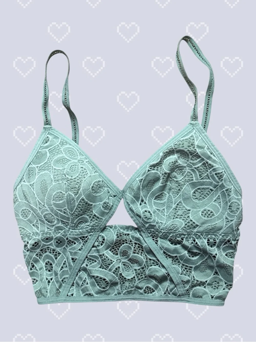 Hollister Light Turquoise Floral Lace Bralette XS